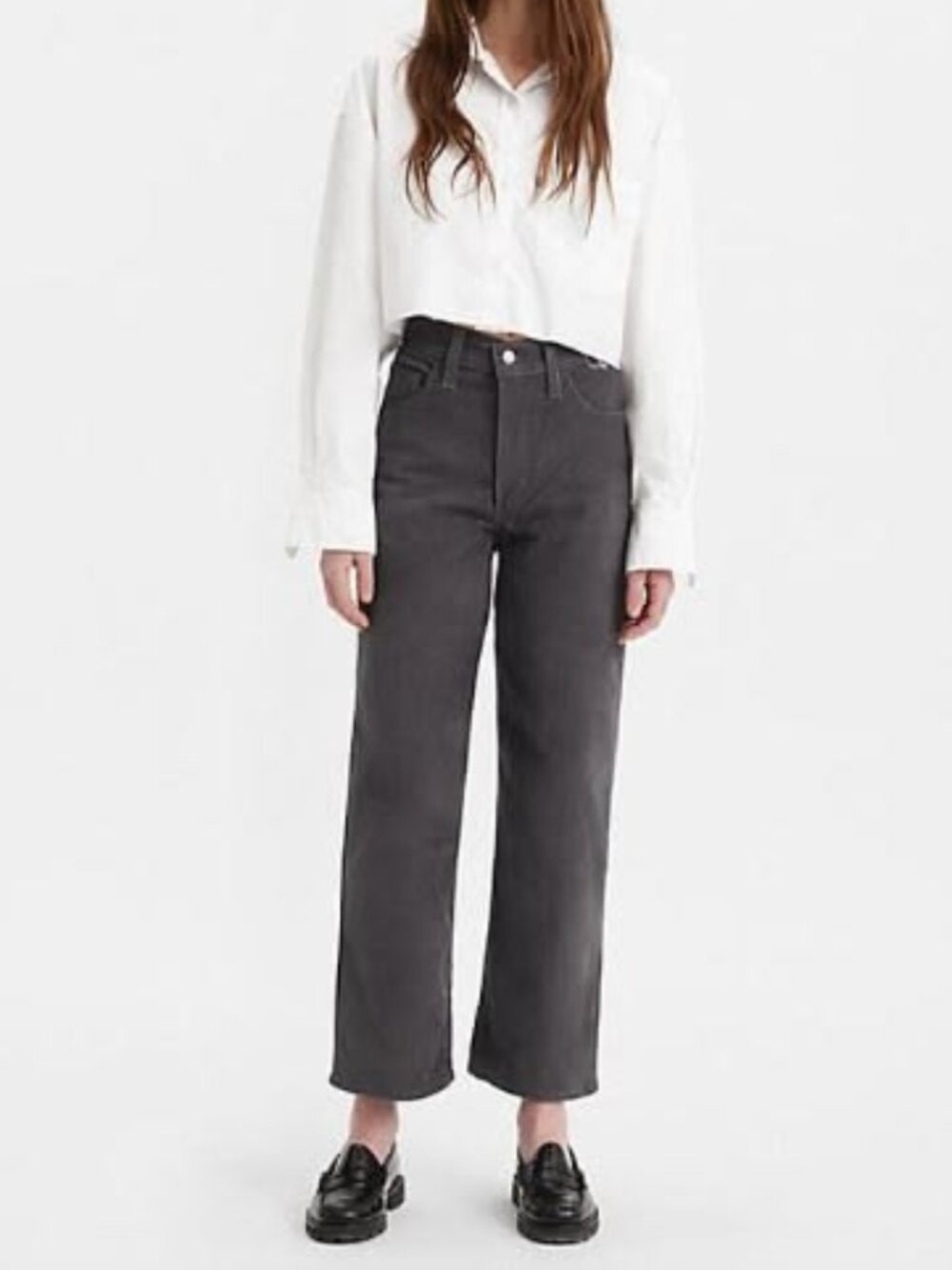 Levi's Women's Ribcage Straight Ankle Corduroy Jeans in Blackened Pearl Size 26